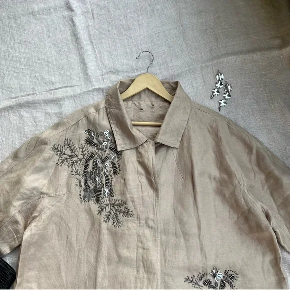 Beige Embellished Shirt - Picture 5 of 8